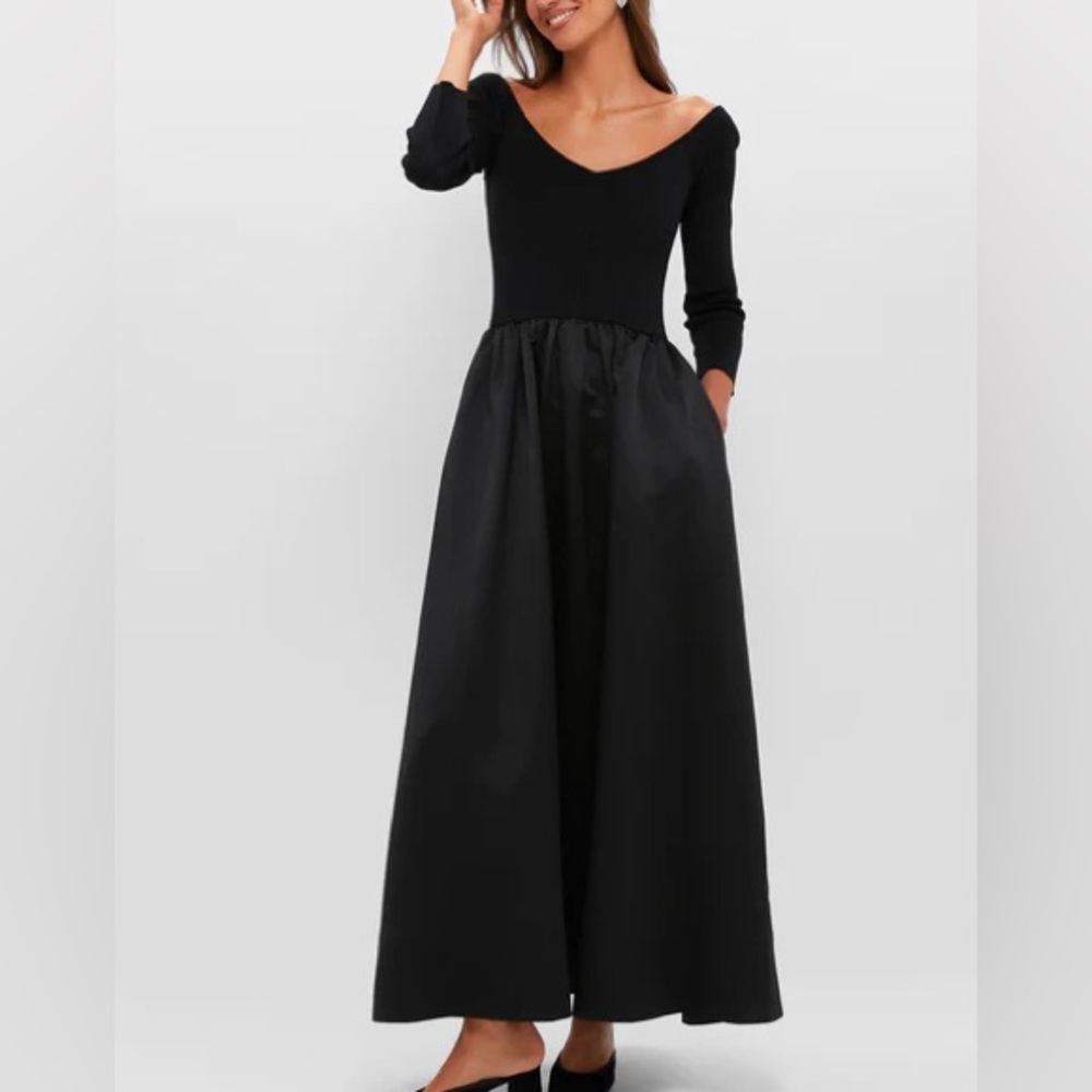 Tuckernuck Black Off-Shoulder Long Sleeve Maxi Dress